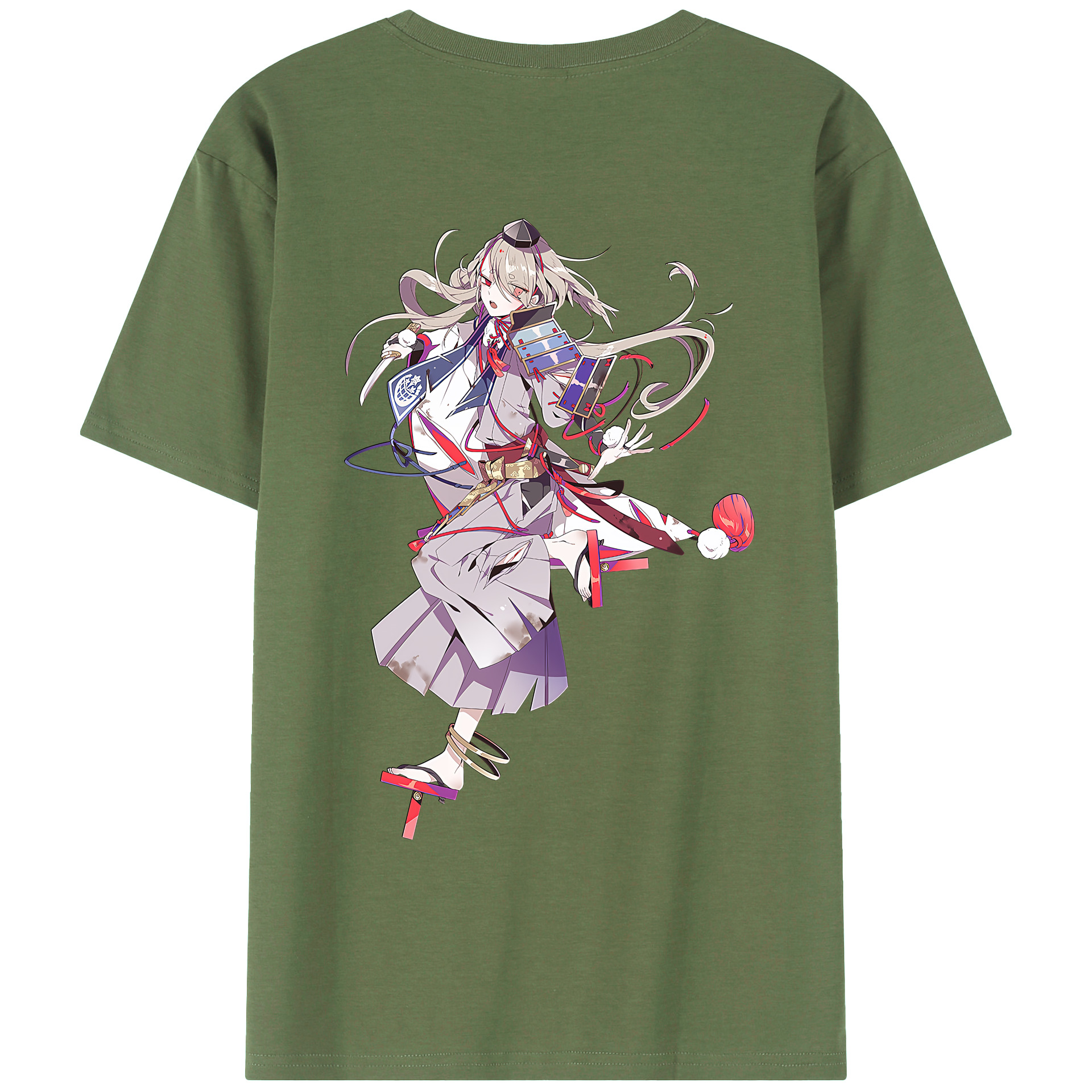 （画像用） 刀剣乱舞 Touken Ranbu 綿100％ メンズ半袖Tシャツ（バックプリント） 通気性
